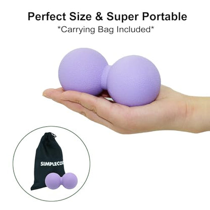 Hard Peanut Massage Ball, Double Lacrosse Massage Ball. Deep Tissue Massager Mobility Roller for Physical Therapy Myofascial Release Trigger Point Muscle Relax Pain Relief Acupressure (Purple) | Mobility Massager Tool for Deep Tissue Physical Therapy Myof