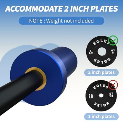 Egles Kids Barbell 5.5LB Mini Barbell Bar 4ft for Kid Women & Beginners Weighted Bar - Compatible with 2-Inch Weight Plates, for Strength Training Gym Weight Lifting, Multi-Color Training Bar - color: Blue Sleeve Black Bar