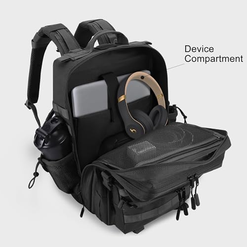 LHI Military Tactical Backpack for Men and Women 45L Army 3 Days Assault Pack Bag Large Rucksack with Shoe Compartment - color: 1.0 Black