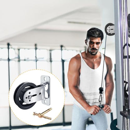 Cable Pulley Wheel System Wall Mounted：180° Rotation Silent Cable Gym Pulley Blocks - Heavy Duty Swivel LAT Pulley System Gym Home Equipment