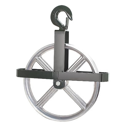 POPMOON Scaffold Hoist Pulley 12" Aluminum Pulley Wheel Load 1000lbs | Heavy Duty 12 inch Scaffolding Wheels Ladder Hooks Pulley with Safety Latch Lock, Scaffold Hoist Pulley for Lifting with Rope