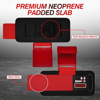 Weight Lifting Hooks – Heavy Duty Gym Straps for Deadlifts, Pull-Ups, Rows & Strength Training Secure Grip Support for Weightlifting, Powerlifting CrossFit Nylon & Neoprene Padding - color: Red