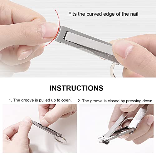 Nail Clippers Professional Heavy Duty with Keychain for Thick Nails Toenails Men Women Folding Nail Cleaning Tools