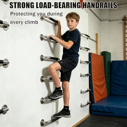 16 Inch Metal Playground Handles, 6 Pack Heavy Duty Grab Bars with Non-Slip Silicone Grip, 650 lbs Load Capacity, Indoor Outdoor Playset Accessories for Climbing Frame, Treehouse, Jungle Gym