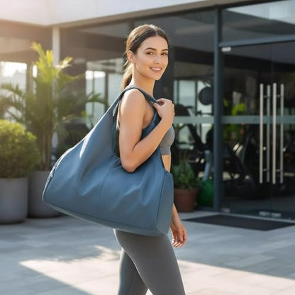 Forestfish Yoga Gym Bag For Women With Shoes Compartment & Wet Dry Storage Pockets Lightweight Duffel Bag, Navy - color: Navy