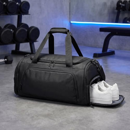 35L Water Resistant Gym Duffle Bag Separate Shoe Compartment | Polyester Water Resistant Fabric,35L Capacity,Wet Dry Separation,Shoe Pocket,Multi Storage Pockets,Gym Travel Daily Use