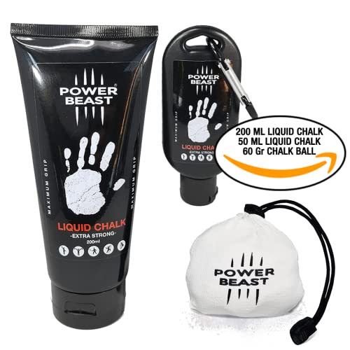 Liquid Chalk Combo 200 + 50 ML + Chalk Ball 2.2 oz. Liquid Sports Chalk, Professional Hand Grip for Gym, Weightlifting, Rock Climbing, Gymnastics, Crossfit, Powerlifting, Pole Dance.