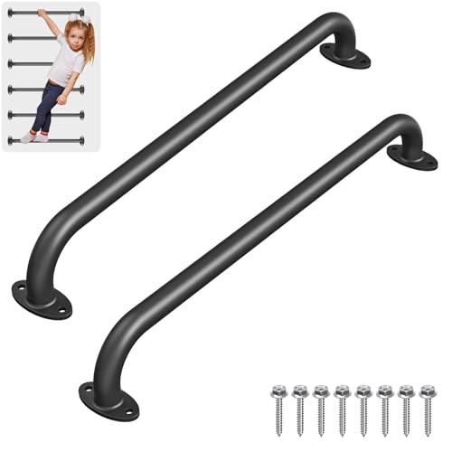 Dolibest 30 Inch Metal Safety Handle, Playground Ladder Handle & Wider Base, Playset Handles for Kids Playhouse, Treehouse, Rock Climbing Wall, Swing Set Accessories, Indoor & Outdoor Use (2PCS)-Black - color: ‎black 2- 30 Inch-2pcs