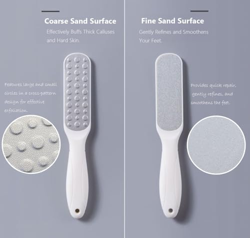 Dual-Sided Professional Pedicure Foot File - Stainless Steel Callus Remover for Hard Skin, Dry and Wet Use, Home or Salon Care, 2 Pack (White & Black) - color: White & Black
