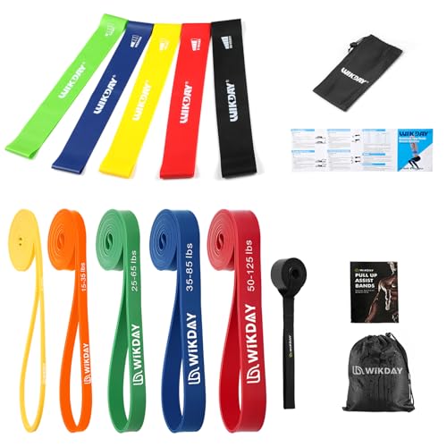 WIKDAY Resistance Bands, Pull Up Bands, Workout Bands for Exercise, Thick Heavy Resistance Band Set with Door Anchor, Elastic Bands for Body Stretching, Training at Home/Gym for Men & Women - color: Multicolor