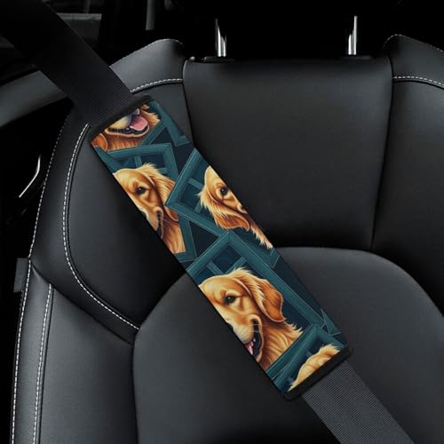 2 Pack Golden Retriever Dog Plaid Car Seat Straps Shoulder Pads Soft Padded Shoulder Harness Cover for Adult Use, Stroller Pushchair High Chair, Pressure Relief - color: Pattern 892