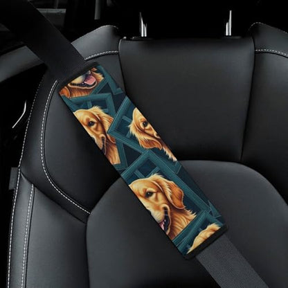 2 Pack Golden Retriever Dog Plaid Car Seat Straps Shoulder Pads Soft Padded Shoulder Harness Cover for Adult Use, Stroller Pushchair High Chair, Pressure Relief - color: Pattern 892