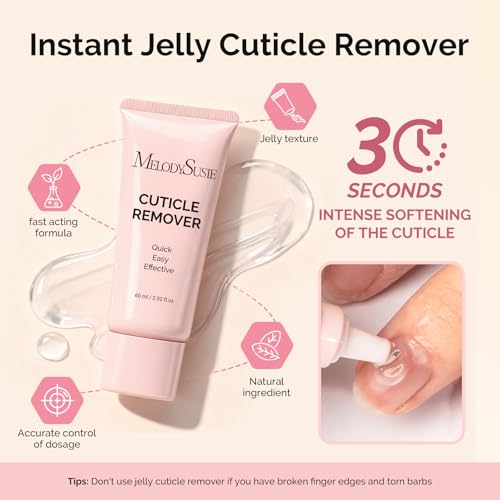 MelodySusie Cuticle Remover Kit,60g Cuticle Remover Cream 15ML Cuticle Oil | Cuticle Nipper Trimmer Pusher,Nail File and Brush for Cuticle Softener & Moisturize Manicure Kit for Nail Care