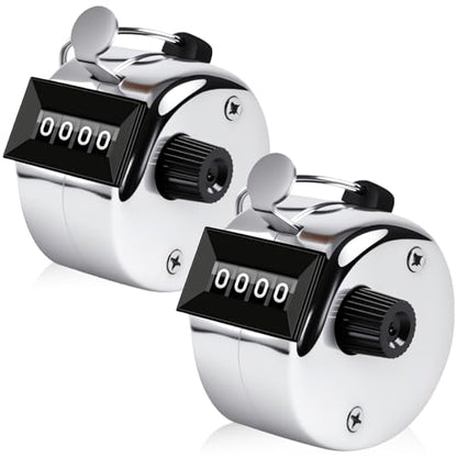 Anyongora Clicker Counter, Metal Hand Tally Counter Clicker with 4 Digit Display, Pitch Counter for Golf Stroke, Baseball, Coaching, Knitting, Lap, Row Sport, Silver