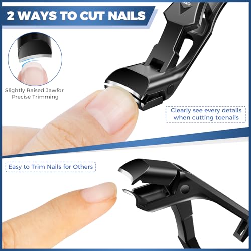 Toenail Clippers for Seniors Thick Toenails, 2026 Upgrade Angled Nail Clipper for Seniors, Toe Nail Clippers for Men with Wide Jaw Opening, Heavy Duty Fingernail Clipper - style: Black Angled Nail Clippers