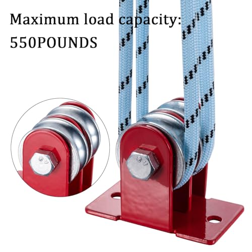 M32 Double Pulley System Hoist, Pulley Block with 65FT Nylon Rope Pulley, Ideal for Rope, Cable and Wire Guidance, Wall and Ceiling Mounting, DIY Projects