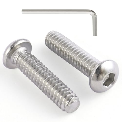 VGBUY 70Pcs 1/4-20 x 3/4" Button Head Socket Cap Bolts Screws, 304 Stainless Steel 18-8, Allen Hex Drive, Bright Finish, Fully Threaded, Hex Spanner Included (VG30304) - color: Silver, size: 1/4-20 x 3/4"