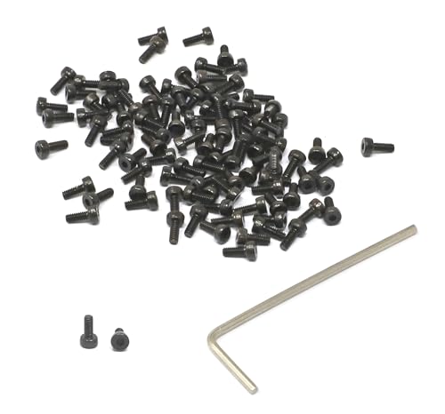iexcell 100 Pcs M2 x 5mm Thread Pitch 0.4 mm Alloy Steel 12.9 Grade Hex Socket Head Cap Screws Bolts Kit, Black Oxide Finish - size: M2 x 5mm