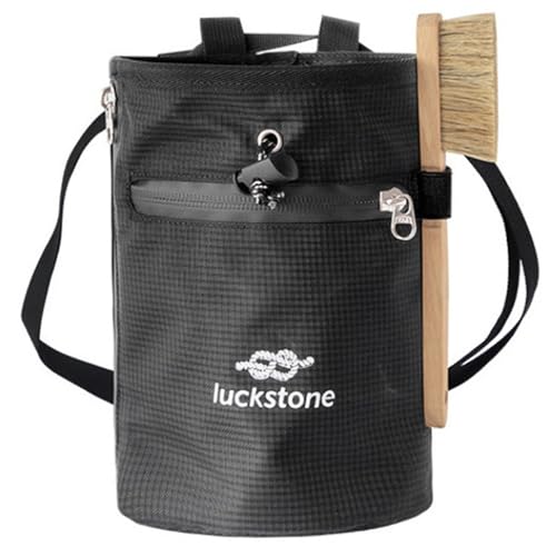 Climbing Chalk Bag 5x7.5 Fleece-Lined Waterproof 420D Oxford Chalk Bag with 24-43" Waist, Drawstring, Brush & Zipper Pockets for Men Women for Rock Climbing