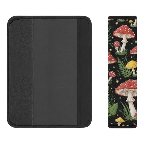 2 Piece Soft Padded Car Seat Belt Pad for Elderly Support, Stroller Pushchair High Chair, Wild Mushrooms Shoulder Harness Cover, Shock Absorption - color: Pattern 956