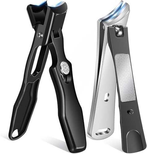 Toenail Clippers for Seniors Thick Toenails, Large Nail Clippers for Men Thick Nails with Catcher, Sharp Fingernail Clipper with Safety Lock Heavy Duty Slanted Nail Cutter Gifts for Men Women Adults - style: Black Slanted Nail Clippers Set