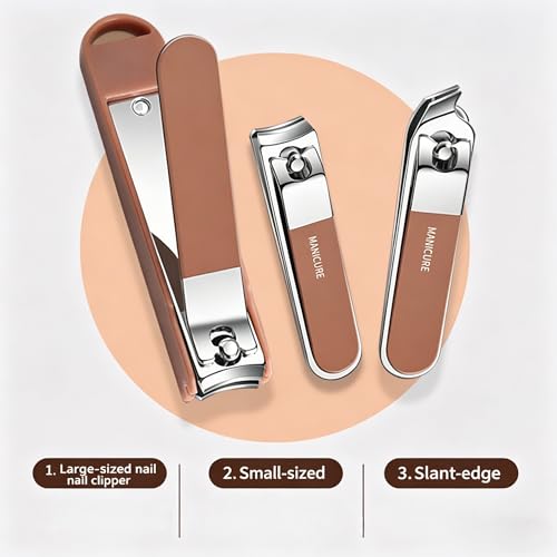 8-in-1 Manicure Pedicure Set,Professional Nail Clipper Kit with Upgraded Splash-Proof Nail Cutters,Stainless Steel Nail Care Tools with Brown Portable Travel Case for Men & Women(Brown)