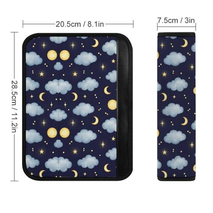 Universal Soft and Comfortable Seat Belt Cover for Adults and Children, Most Cars, 2 Pack Moon Cloud Stars Dreamy Night Sky Seat Belt Covers Cushion Neck and Shoulder Support - color: Pattern 613