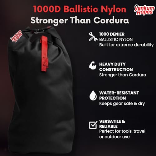 Yankum Ballistic Nylon Bag – Medium, Heavy Duty Tool Bag, Waterproof Travel Storage Bag, Perfect for Traveling, Outdoor Adventures & Emergency Gear Essentials (Black)