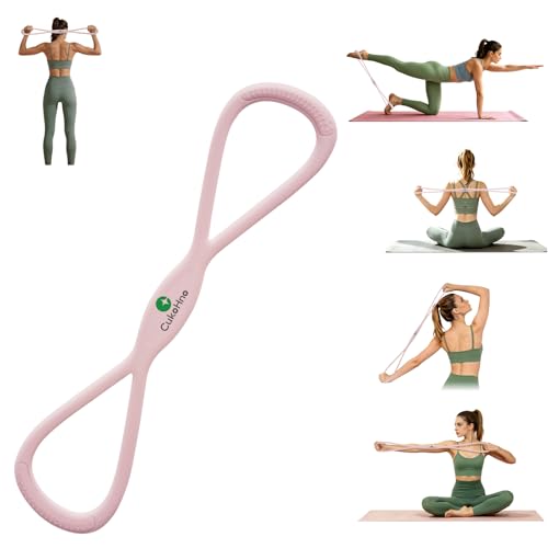 Resistance Bands,Figure 8 Resistance Bands,15LBS Chalk Pink | Silicone Elastic Workout Bands for Arm,Back,Chest & Shoulder,Yoga Pilates Physical Therapy Stretching Equipment