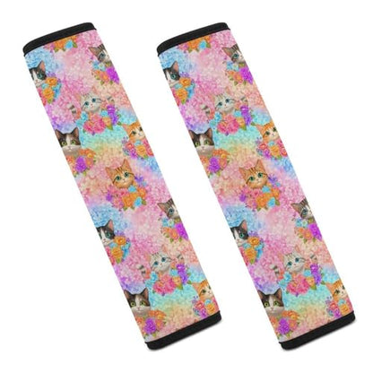 2 Pack Cat Lovers Kitten Cats Car Seat Belt Pad Soft Padded Harness Pads Strap for Child, Car Seats Pushchair Strollers High Chair Pushchair, Anti-Slip Pad - color: Pattern 3