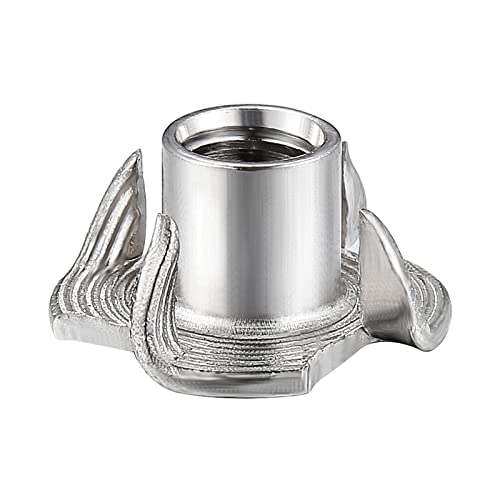 Wensilon 100pcs 1/4"-20 T-nut 304 Stainless Steel Four-jaw - for Home, Hotel Outdoor Threaded Insertion - color: 304 Stainless Steel, size: 1/4"-20