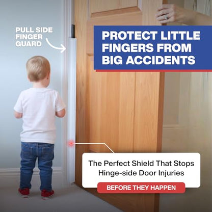 Fingersafe Home Door Finger Guard Protector for Kids Finger Safety, 43” uPVC Pull Side Easy 3M Stick-On Safety Hinge Cover, Made in USA Door Pinch Protector for Baby - Finger Pinch Door Guard for Kids - style: HOME-PULL-SIDE
