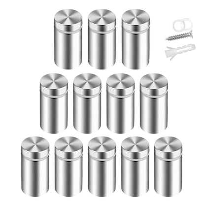 Standoff Screws & Mounts for Acrylic Signs - Metal Standoffs (0.5x1 in) - size: 0.5x1 in (12 Pcs)