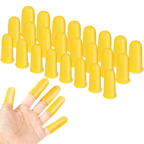 24pcs Silicone Finger Protectors,Rubber Fingers Tips, 3 Sizes | Finger Covers Thimble Guard Pads Caps for Hot Glue Gun Money Counting Collating Writing Task Wax Rosin Resin Crafts Sewing