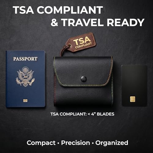 Earth & I Manicure Kit for Men: TSA Compliant Nail Clipper Grooming Set | Precision forged surgical stainless steel grooming tools. TSA-compliant satin black travel vault & premium gift box for men.