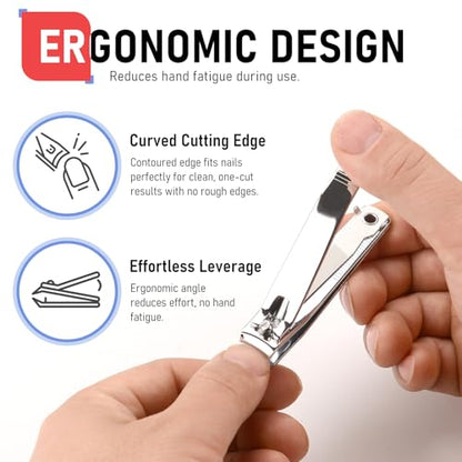 firiKer Nail Clipper Set,Premium Stainless Steel Fingernail and Toenail Clipper Cutters with Nail File, Sharp Effortless Nail Clippers Set for Men & Women(Silver) - color: Silver