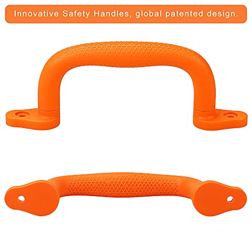 Dolibest Set of 4 Safety Playground Handles,Swing Set Kids Safety Hand Grips for Playset, Climbing Frame, Play House,Climbing Frame, Play House Handles(Red) - color: Orange-4pcs