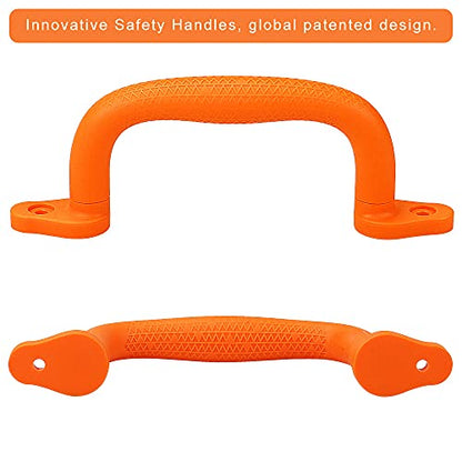 Dolibest 8-Pack Safety Handles for Swing Sets & Playsets - Monkey Bars with Anti-Skid Grip with Finger Indentations, Plastic Grab Handles, Easy Mounting for Climbing Frames, Playhouses, Treehouses - color: Orange-8pcs