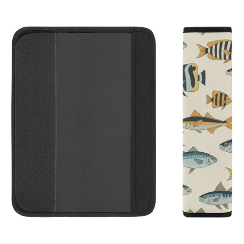 2 Pack Ocean Animal Fish Bass Seat Belt Shoulder Pad Universal Soft and Comfortable Shoulder Protector for Kids, Most Cars, Pressure Relief - color: Pattern 1157