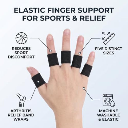 Zerone 10Pcs Finger Protector Sleeve, Elastic Nylon Support Wraps Basketball Sports Aid Finger Sleeves for Joint Protection