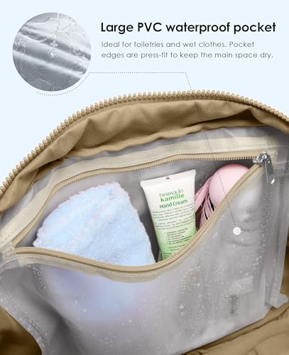 Gym Bag for Women, Travel Duffle Bags with Wet Pocket, Lightweight Carry on Bag Overnight Weekender Duffel Bag, Water Resistant (Camel) - color: Camel