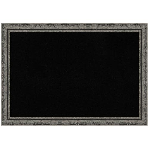 Amanti Art Black Cork Board for Wall, 28x40 Vision Board with Black Frame, Large Corkboard Office Decor for Home Organization, Traditional Corkboard Pinboard to Display Items for Home Organization - color: Filigree Matte Black, size: 40" x 28"