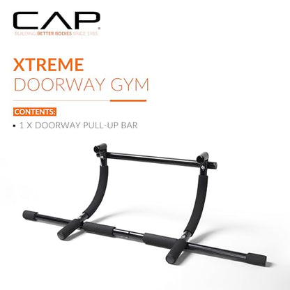 CAP Barbell Xtreme Doorway Pull-Up Bar | Portable Door Frame Chin-Up & Push-Up Bar for Home Gym | 300 lb Capacity Calisthenics Strength Equipment | No-Drill Indoor Workout Trainer