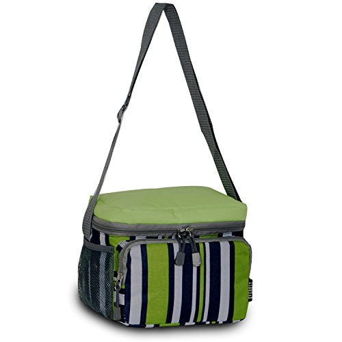 Everest Cooler Lunch Bag, Lime/Navy Stripe, One Size - color: Lime/Navy Stripe