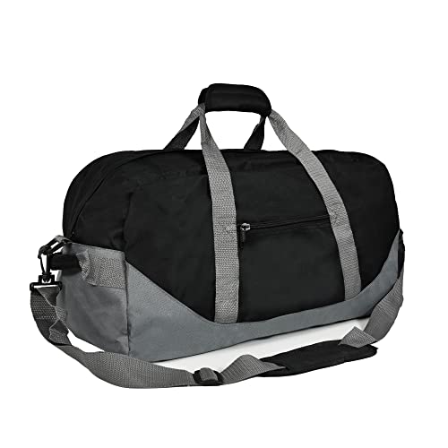 21" Large Duffle Bag with Adjustable Strap - color: Black Gray
