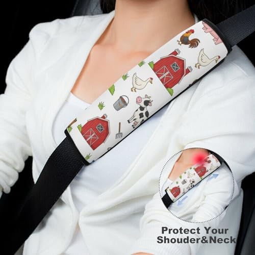 Universal Soft and Comfortable Car Seat Straps Shoulder Pads for Adult Use, Stroller Pushchair High Chair, 2PCS Farm Animal Farmhouse Barn Cow Chicken Pig Harness Pads Strap - color: Pattern 1169