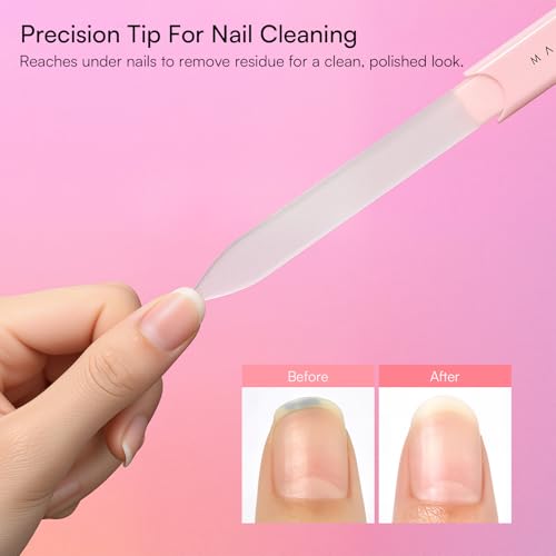 Makartt Glass Nail File for Natural Nails: Reusable Nail Care Tool, Pink | Fast Shaping & Gentle Smoothing, Double-Sided Sandblasted Surface, Washable, Portable Lightweight Manicure Gift with Case - color: 1pc Pink glass nail file