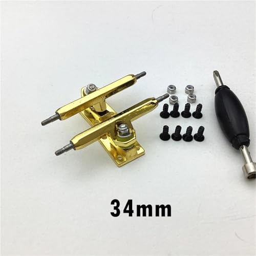 2pcs 34mm Fingerboard Trucks with Hanger and Base for Pro Finger Skateboard(Gold) - color: Gold