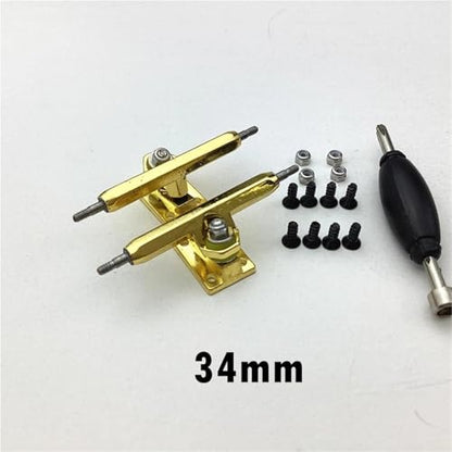 2pcs 34mm Fingerboard Trucks with Hanger and Base for Pro Finger Skateboard(Gold) - color: Gold