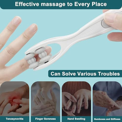 2pcs Finger Massager for Arthritis Pain Relief Manual Roller White | Hand Thumb Palm Foot Acupressure Massage Tools for Arthritis Massager Mothers Day Gift for Woman - color: White